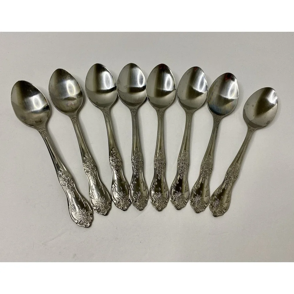 Rogers Co Stainless Steel Flatware China Love Joy Teaspoons Set Of 8